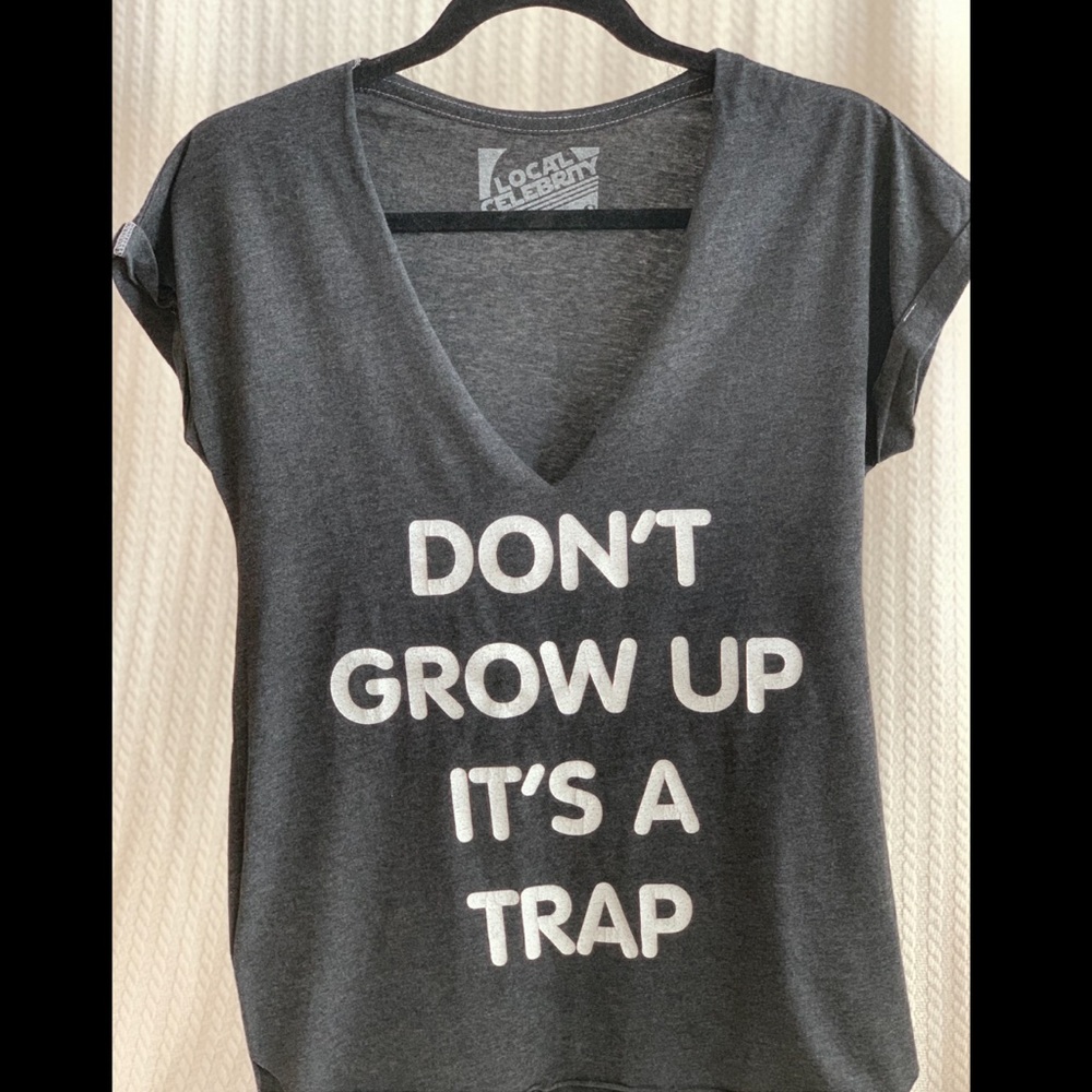 Gray V-neck T-shirt